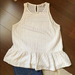 The Loft Cream Lace Sleeveless Top Sz Petite M